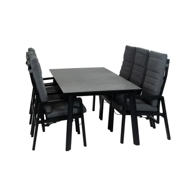 Afbeelding van Normin 7 delige tuinset 6 verstelbare tuinstoelen Berlijn Tuintafel Malta 220x100cm
