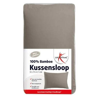 Afbeelding van Lucovitaal Kussensloop Bamboe Taupe 50x70cm