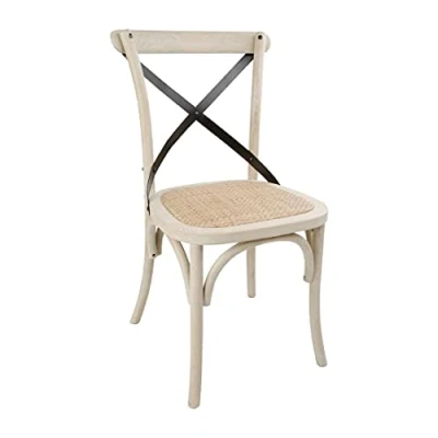 Afbeelding van Bolero houten stoel met gekruiste rugleuning ecru (2 stuks)