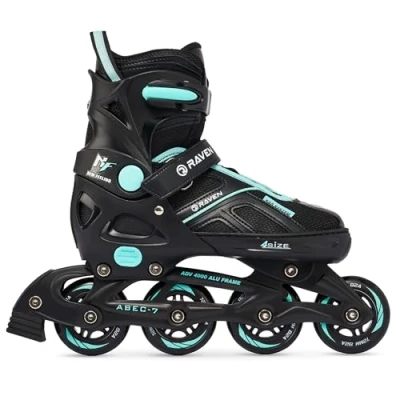 Afbeelding van Inline skates Inliner Raven Pulse verstelbaar (Zwart/Cyaan, 37 40(23,5cm 26cm))