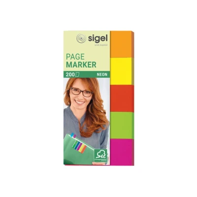 Afbeelding van Sigel indexeringsstrookjes 20x50mm neon 5 kleuren index tabs SI HN650
