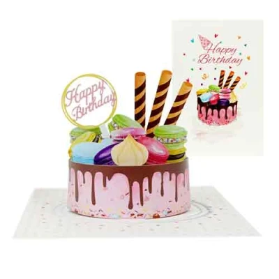 Afbeelding van Wenskaart Kiriori 3D Happy Birthday Cake met Envelop