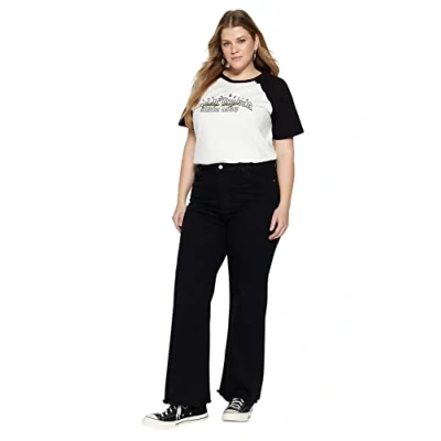 Afbeelding van Trendyol Vrouwen Hoge taille Breed been Grote maten jeans
