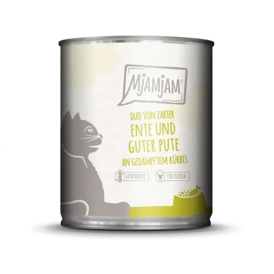 Afbeelding van 6x 800g MjAMjAM Duo malse eend &amp; goede kalkoen op gestoomde pompoen nat kattenvoer