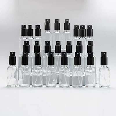Afbeelding van Yizhao Transparant Glass Spray Bottle 30ml, met Kleine Fijne Nevelspray, Metalen Dop, Navulbaar voor Essentiële Olie, Reizen, Schoonmaken, Parfum, Aromatherapie, Make up 24 Stuks