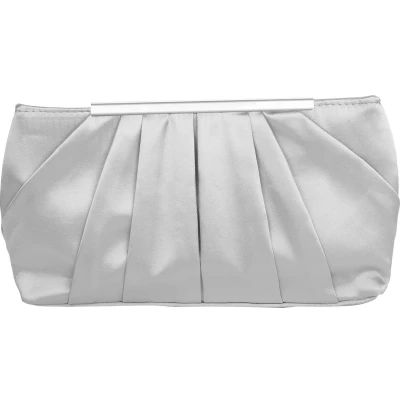 Afbeelding van Lollanda Vrouwen Handtas Clutch, Elegante Geplooide Satijn Koppelingen voor Rozen Avond Prom Party Bruiloft, Zilver