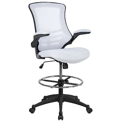 Afbeelding van Flash Furniture Tekenstoel, met schuimrubber en wit gaasdoek, 64,77 x 62,23 128,91 cm