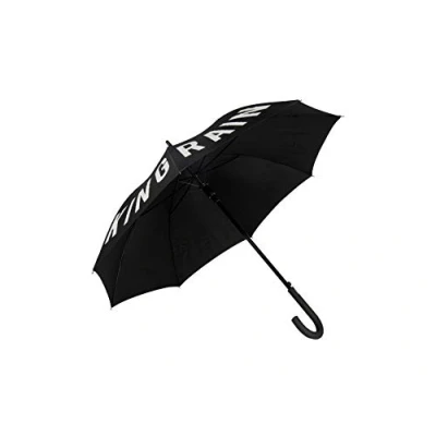 Afbeelding van FISURA Grote paraplu, jeugdscherm, automatische paraplu met druk op de knop, robuuste 106 cm diameter, F*cking Rain, zwart