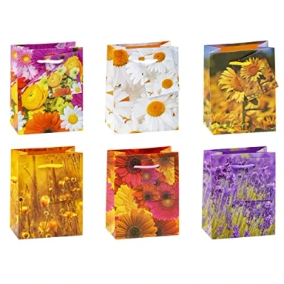 Afbeelding van TSI Geschenkzakjes BLUMEN MIX, verpakking van 12, afmetingen: klein (HxBxD 14 x 11 6,5 cm), artikelnr. 84023