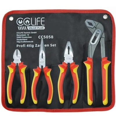 Afbeelding van CCLIFE Professionele 4 delige tangen set universele combinatietang 170 mm punttang zijsnijder 160 waterpomptang 250 voor huishouden, werkplaats gereedschap handgereedschap