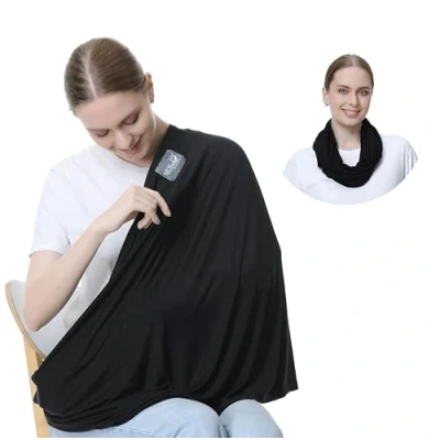 Afbeelding van NeoTech care Baby voedingsdoek, borstvoedingssjaal zachte stof grijs, beige of rood Zwart