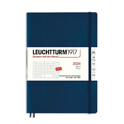 Afbeelding van LEUCHTTURM1917 367565 Maandplanner met notitieboek, softcover, Composition (B5) 2024, 16 maanden, marineblauw, Engels