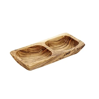 Afbeelding van APS Schaal OLIVE 26,5 x 11 cm, H: 5 cm olijfhout 0,6 liter (elk deel is uniek. Kleur en nerf kunnen afwijken.)