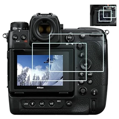 Afbeelding van Top + screen protector compatibel met Nikon Z9 Camera, 0,3 mm High Definition 9H Hardheid Optische LCD Premium Glass Protective Cover [3+1 Pack]
