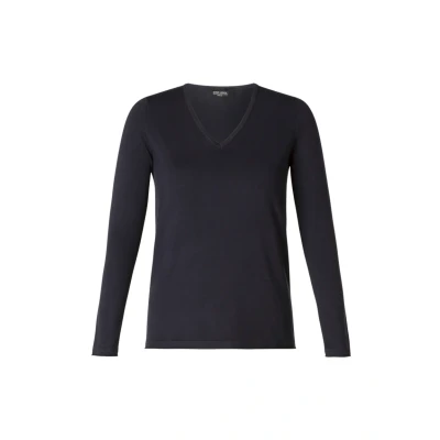 Afbeelding van Base Level fijngebreide basic trui Yola donkerblauw