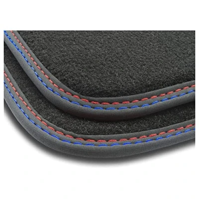 Afbeelding van M MOTOS velours premium vloermatten auto compatibel met BMW 3 Serie E90 2004 2011 Premium, Matt, Rood blauw Ervaar nieuw rijcomfort een vloermattenset voor uw