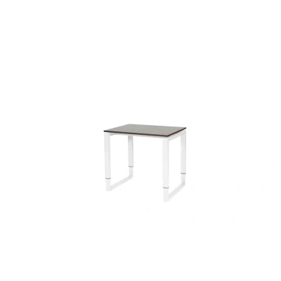 Afbeelding van Domino Plus bureau, hoogte instelbaar (62 85cm) met 80x60cm &#039;zwevend&#039; logan eiken 25mm blad en wit (RAL9010) O poot frame