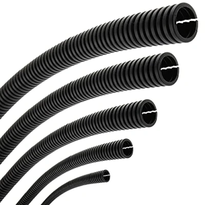 Afbeelding van SeKi Flexibele gegolfde buis binnen Ø 7,0 mm 10 meter open sleuf marterbescherming lege kabelbescherming kabelmantel zwart