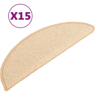 Afbeelding van vidaXL Trapmatten 15 st 56x17x3 cm crèmekleurig