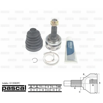 Afbeelding van Homokineet reparatie set, aandrijfas PASCAL G12082PC