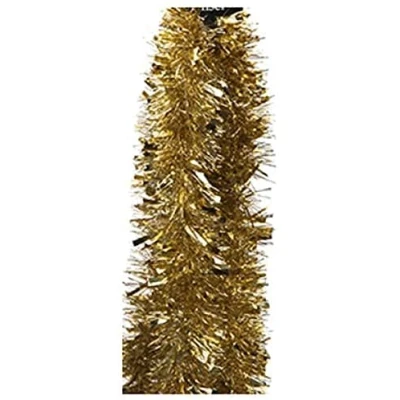 Afbeelding van 10 meter luxe dikke pluizige klatergoud heldere en klassieke kerstkleuren 5 strengen van 6 voet 7 inch lang dik dun 6laags folie metallic totaal 30 of 395 in vele kleuren (goud)