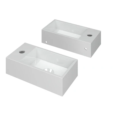 Afbeelding van INK Versus Fontein 36x18x9cm wasbak rechts 1 kraangat Polystone Glans Wit