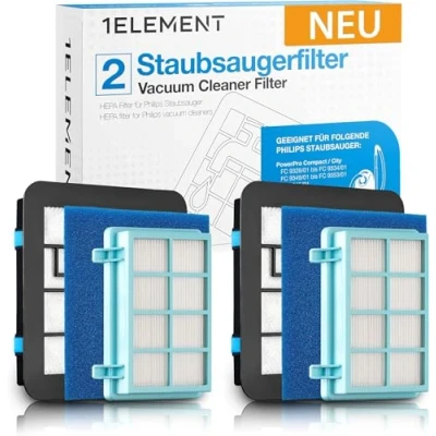 Afbeelding van 2 filters voor Philips PowerPro Compact, City &amp; Active, vervangt FC8010/02, stofzuigerfilter geschikt FC9331, FC9332, FC9333, FC9555, FC9556