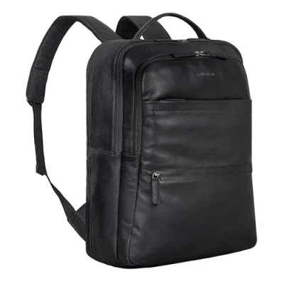Afbeelding van STILORD &#039;Abel&#039; Slim Business Rugzak Mannen en Vrouwen Leren Laptop 15.6 inch Daypack Vintage Echt Leer, Kleur:zwart