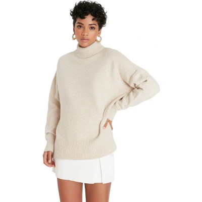 Afbeelding van Trendyol Bruine Cropped Gebreide Trui Met Zachte Textuur En Kleurenblokken Twoaw22Kz0226