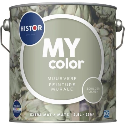 Afbeelding van histor my color muurverf extra mat boulder lichen 2.5 ltr