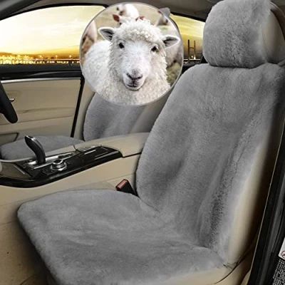 Afbeelding van Schapenvacht Autostoelhoes Echte Schapenhuid Autostoelhoezen Voor Auto Suv Vrachtauto Voorstoelen, Universele Pasvorm (Één Stuk) (Color : 1)