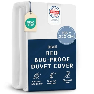 Afbeelding van Dreamzie Antimijthoes voor dekbed 155x220 cm Waterdichte dekbedbeschermer mensen met een allergie Antimijtdekbed ritssluiting, wasbaar op 95C