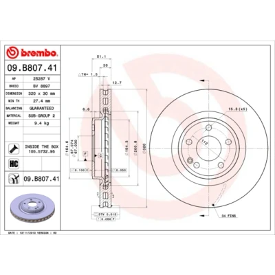 Afbeelding van Brembo Remschijf 09.B807.41