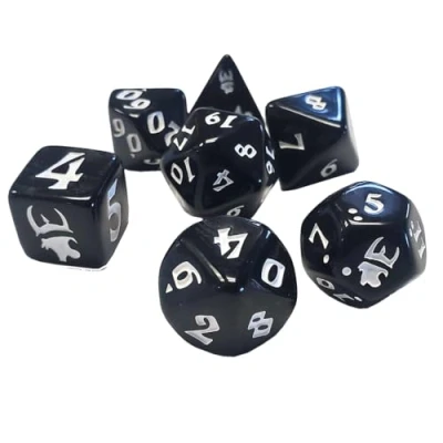 Afbeelding van Munchkin Polyhedral Dice Set Black/White Custom Dice, Perfect for use with Steve Jackson Games, DND, RPGs, Tabletop and Role Playing Adventures