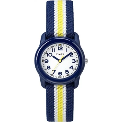 Afbeelding van TIMEX TIME MACHINES 29mm Blauw/geel gestreept kinderhorloge met elastische stof TW7C05800