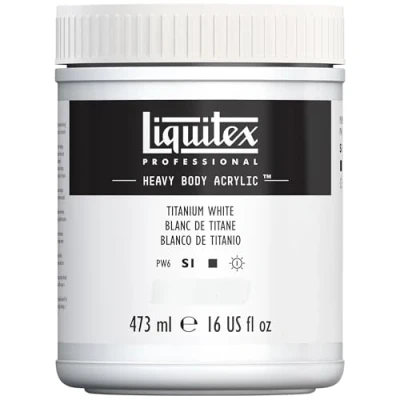 Afbeelding van Liquitex 4412432 Professional Heavy Body acrylverf in kunstenaarskwaliteit met uitstekende lichtechtheid en boterachtige consistentie, 473ml Pot, Titanium White