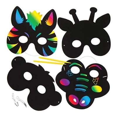 Afbeelding van Baker Ross Krabafbeelding maskers &quot;jungledieren&quot; (10 stuks) regenboogpapier met krabgereedschap voor kinderen om te knutselen en decoreren