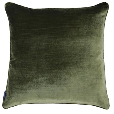 Afbeelding van Riva Paoletti Luxe fluwelen kussenhoes olijfgroen zachte aanvoelende stof, omkeerbaar, verborgen ritssluiting, machinewasbaar, 100% polyester, 55 x cm