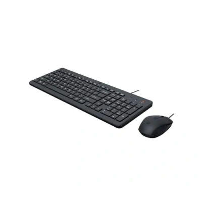 Afbeelding van HP 150 toetsenbord en muis met 100 cm lange USB kabel, led display, hoofdlettervergrendeling, 12 toetsencombinaties, plug and play, 1600 dpi optische sensor, compatibel Windows 11, zwart