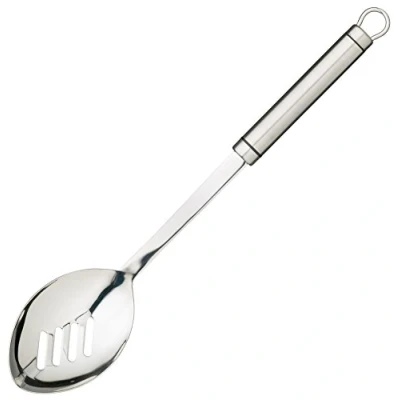 Afbeelding van KC Blue Professional Opscheplepel met Gleuven, Ovaal Handvat en Ophanglus, Roestvrij Staal, 22 centimeter Zilver