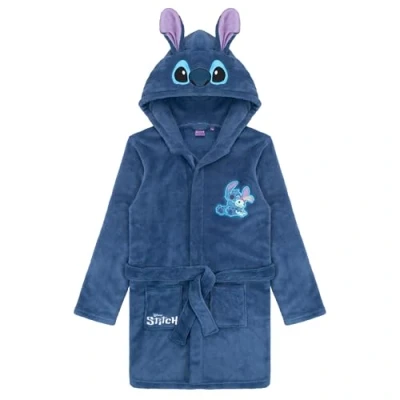 Afbeelding van Disney Lilo &amp; Stitch badjas voor dames, ochtendjas met stiksel, fleece capuchon, huisjas dames en tieners, S L, donkerblauw, M