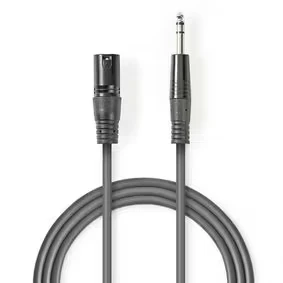 Afbeelding van XLR (m) naar jack 6.35 mm kabel Nedis 5 meter (Stereo, Gebalanceerd, 100% koper)