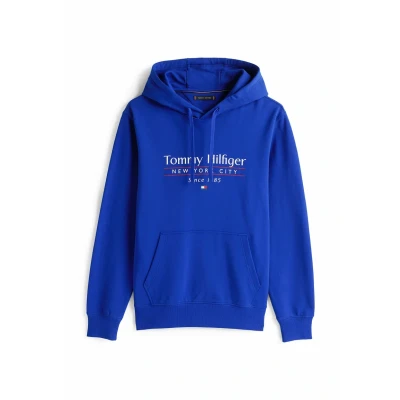 Afbeelding van Tommy Hilfiger LOGO Drawstring Hoodie, Heren, Maat: XS, Wedge blue