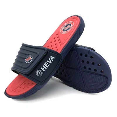 Afbeelding van HEVA Mannen Slide Sandalen Mode Open Teen Strand Zwembad Slippers, marine Rood, 43.5 EU