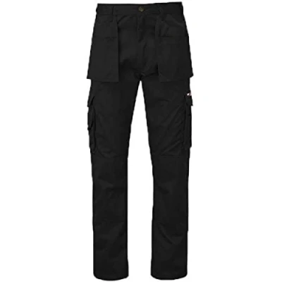Afbeelding van TuffStuff Pro Work Lange broek, 81,3 cm taille, zwarte cargobroek, werkbroek voor heren, drievoudige naden, met zakken kniebeschermers, heren