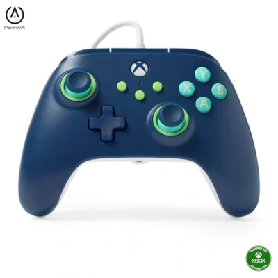 Afbeelding van PowerA bedrade controller voor Xbox Series XS Marineblauw, gamepad, videogamecontroller, gamecontroller, werkt met One