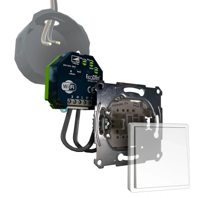Afbeelding van Schneider Merten led tastdimmer WiFi 0 200W, inbouw, kleine inbouwdiepte, 2 draads en 3 draads, ECO DIM.10 + pulsdrukker