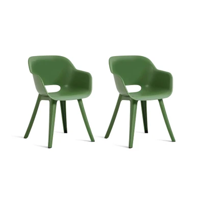 Afbeelding van Allibert Akola Tuinstoelen 2 stuks 56,5x55x80cm Olijf Groen