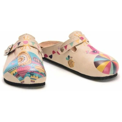 Afbeelding van Goby Safari Joy Dames Clogs Handgemaakt Kleurrijke Print Maat 37