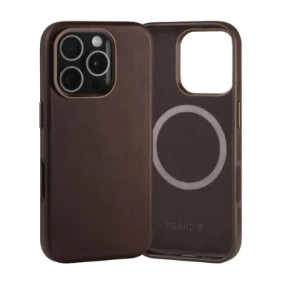 Afbeelding van TORRO Hoesje Compatibel met iPhone 16 Pro Premium Lederen MagSafe Case (Donker Bruin)